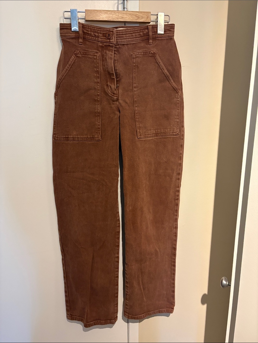 Aritzia Wilfred Free Brown High-Rise Straight Pants
